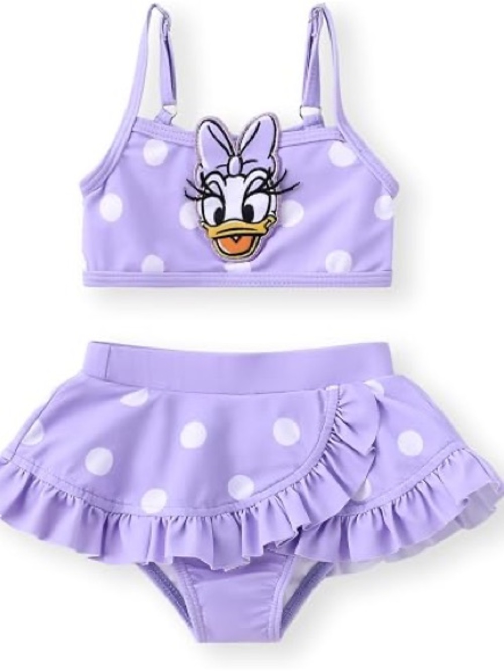 NWT Disney 3T Lavender Polka Dot Daisy Bikini Set with Ruffle Skirt